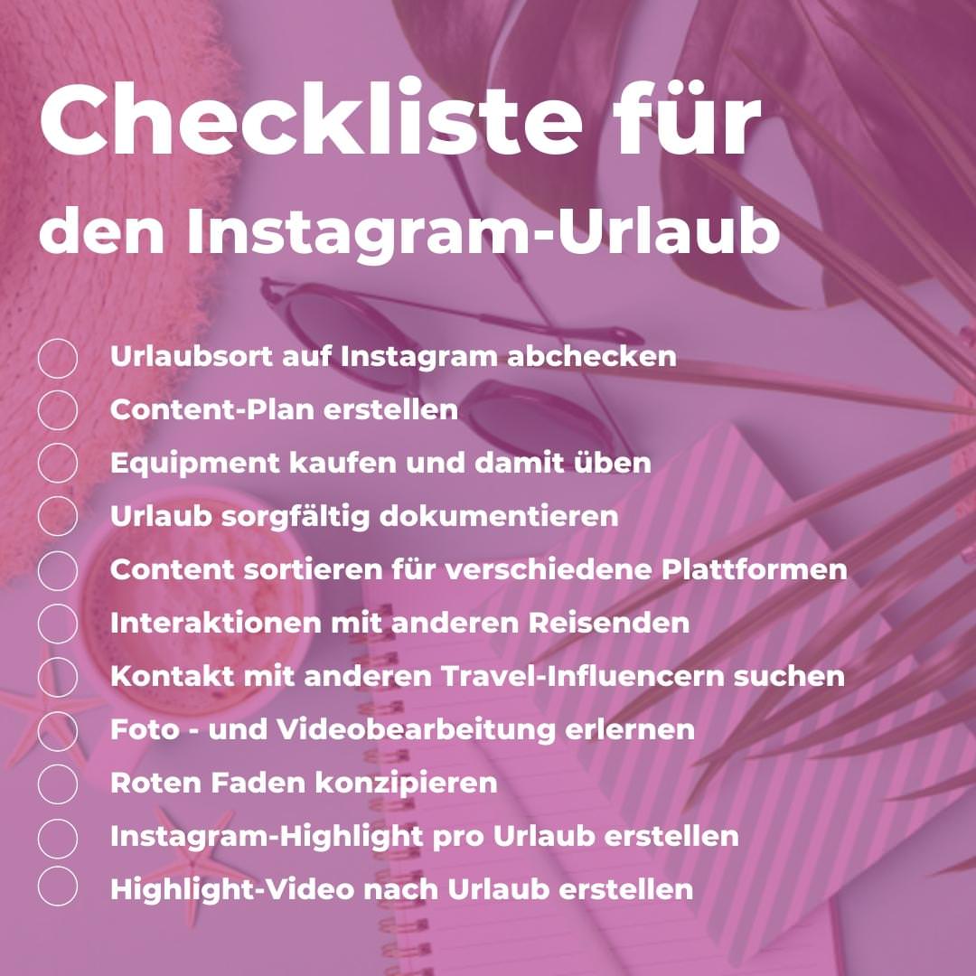 Checkliste für Instagram-Urlaub